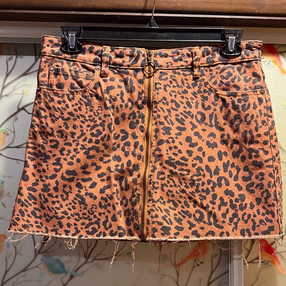 We The Free Leopard Print Skirt with Zipper
